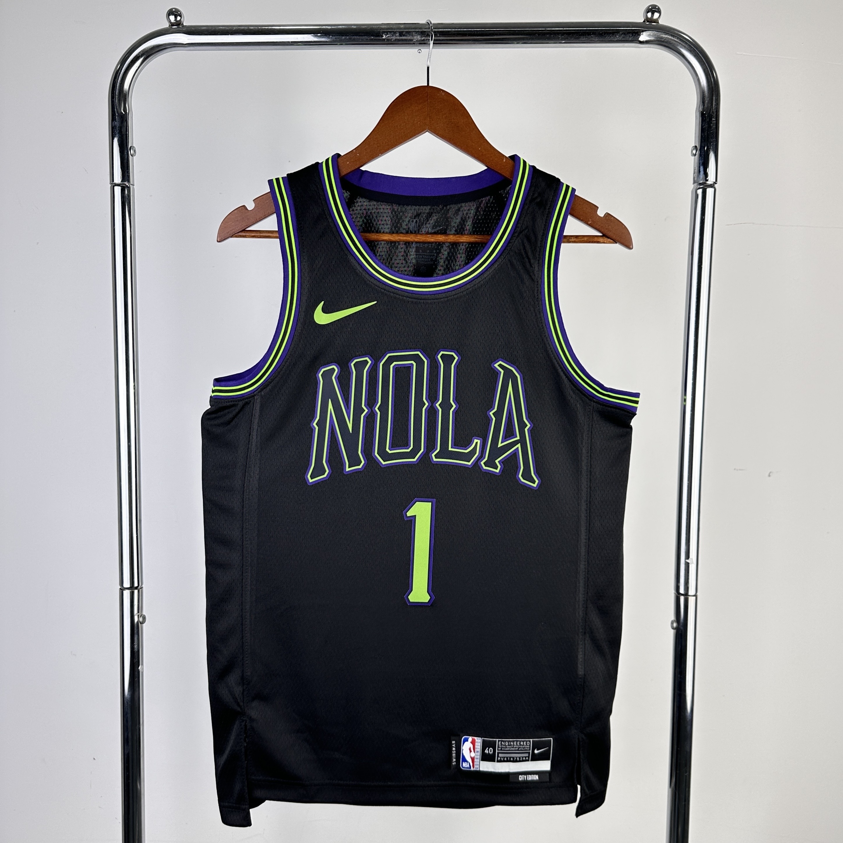 Men New Orleans Pelicans #1 Williamson black 2025 NBA jersey-0